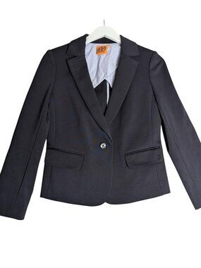 Tory Burch Navy Blue Tailored Blazer Jacket Structured One-Button Womens Size M